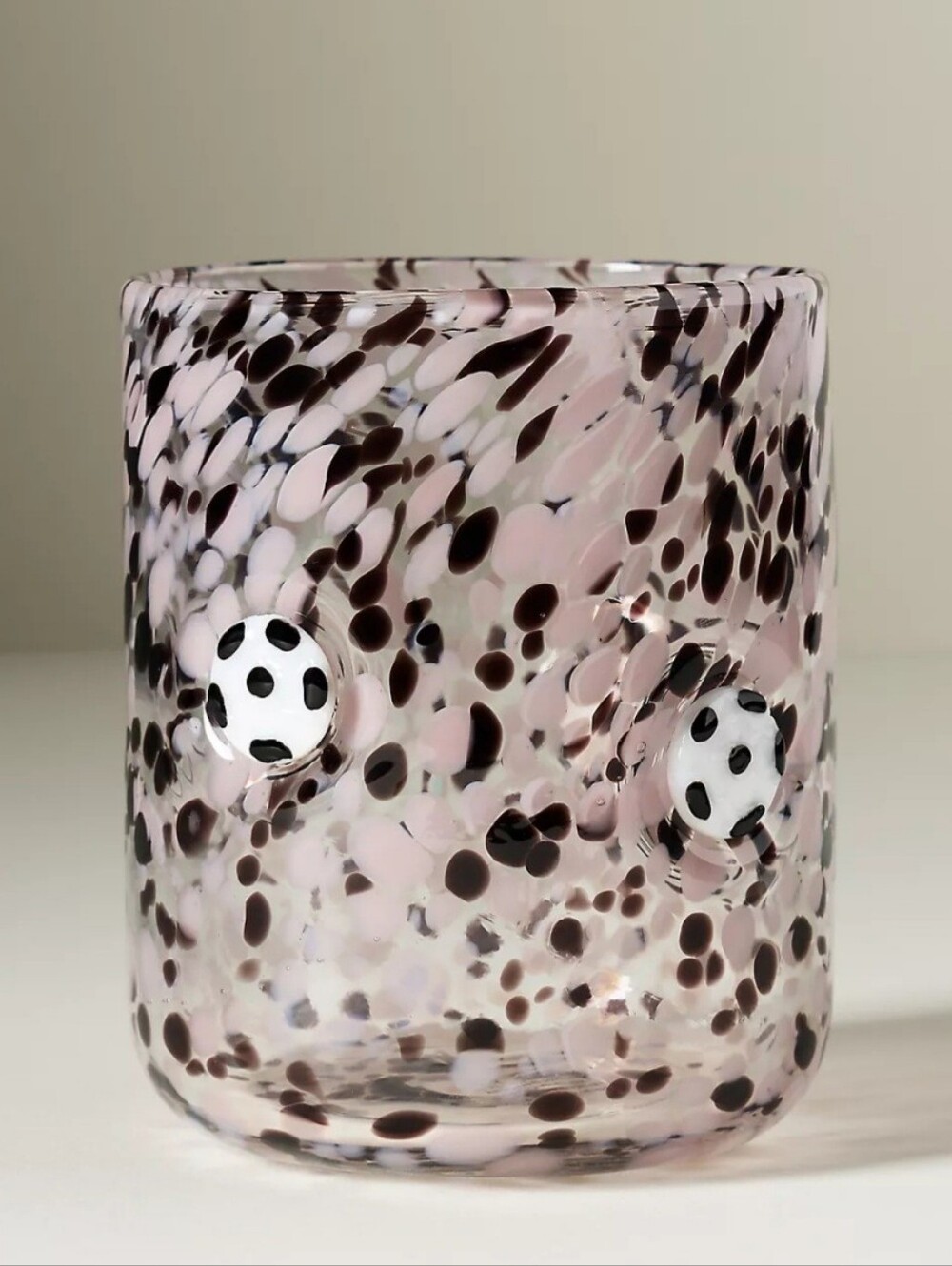 ANTHROPOLOGIE Sports Icon Juice Glass -Soccer- Blush Pink & Black. NWT